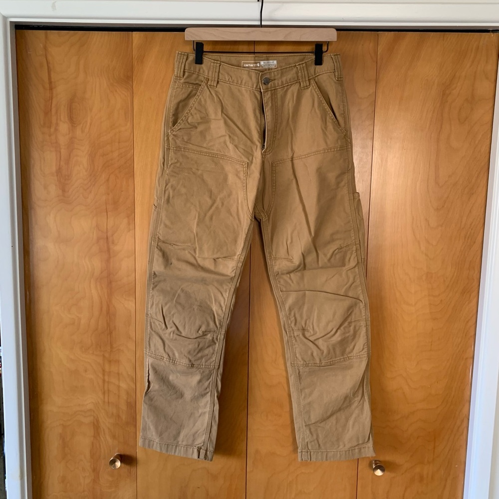 Carhartt double knee rugged flex relaxed fit tan canvas pants 31x32